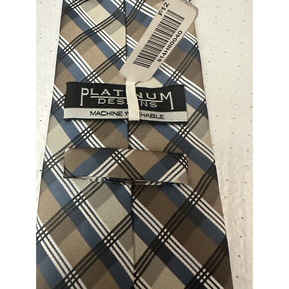 Platinum Designs Necktie 100% Polyester Green Blue Plaid Pattern NWT MSRP $22.99 - Picture 3 of 7